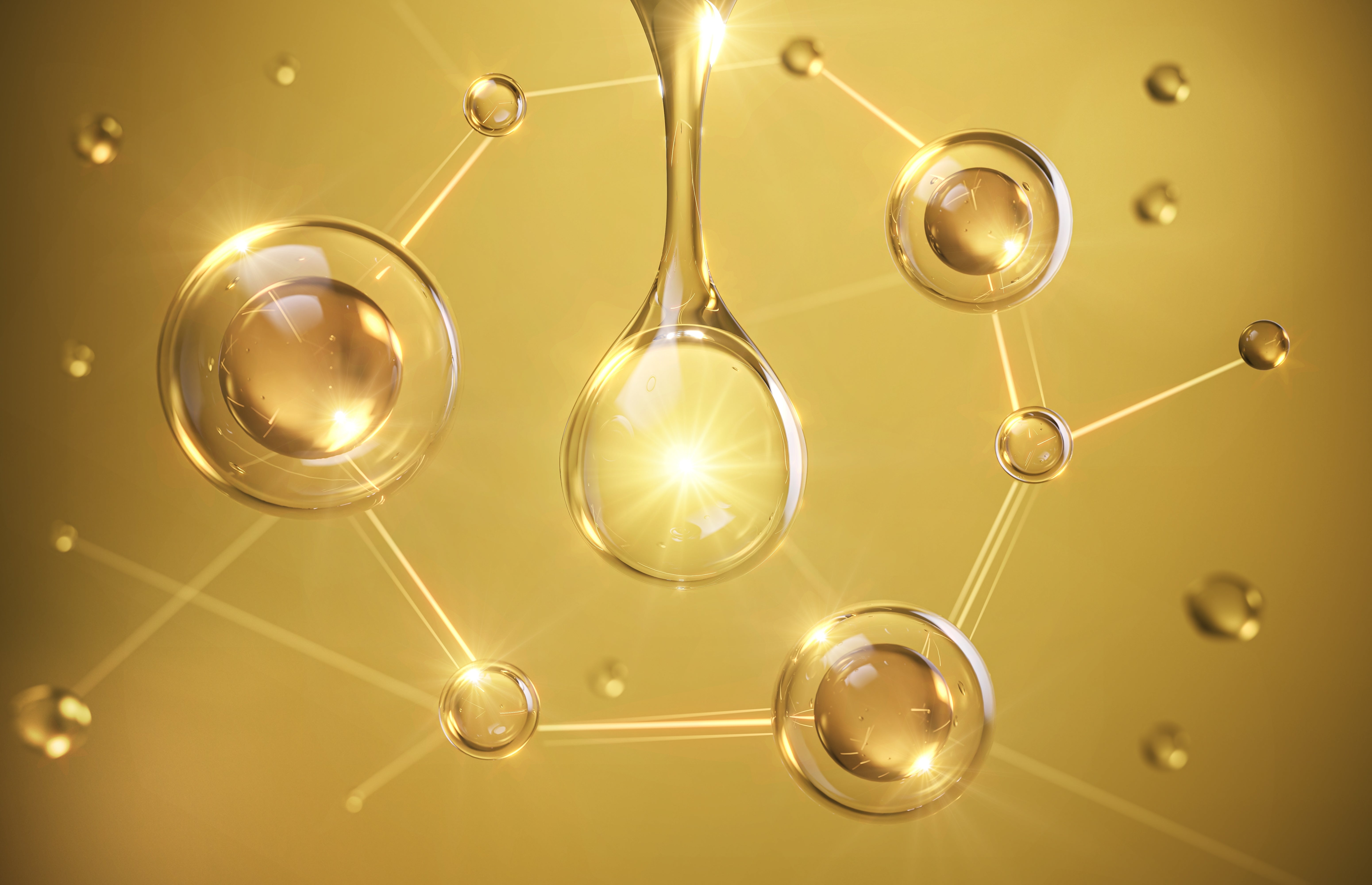golden facial oil formulation droplets skincare ingredients
